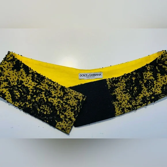 Dolce & Gabbana Black Lace on Yellow Headband - Picture 2 of 9